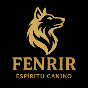 Logo dorado de Fenrir Espíritu Canino, centro de educación y transformación emocional para perros con problemas de conducta